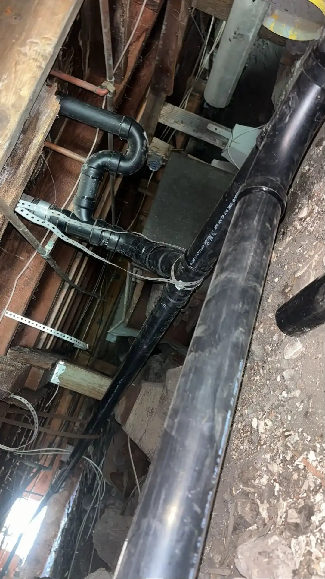 New drain and waste repipe under a home