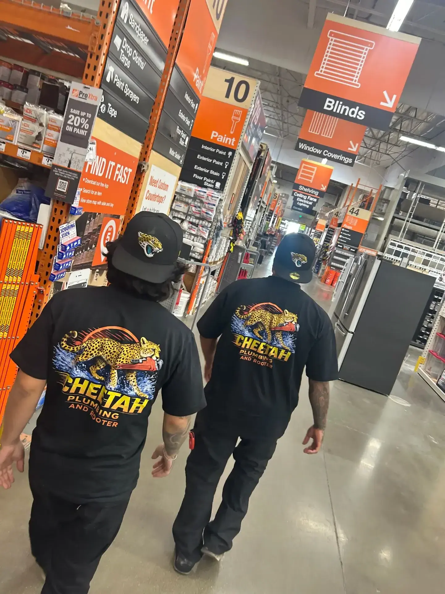 Cheetah technicians stocking parts at Home Depot